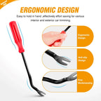 Car trim removal tool with ergonomic design features on a white background