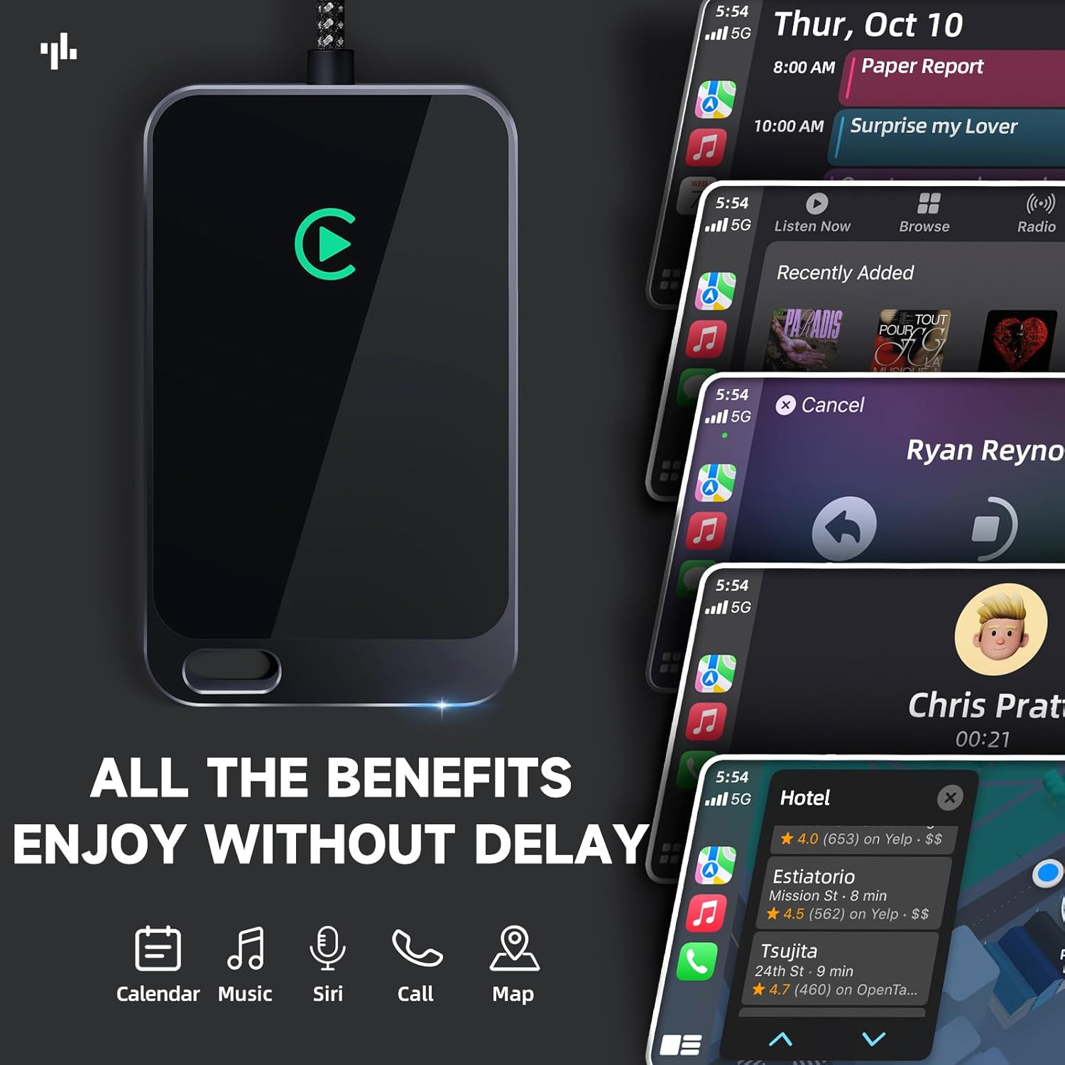 Smartphone with a screen displaying app icons and notifications on a dark background.