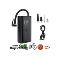 Black digital air pump with accessories on a transparent background
