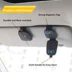 Car visor organizer with features highlighted on a white background