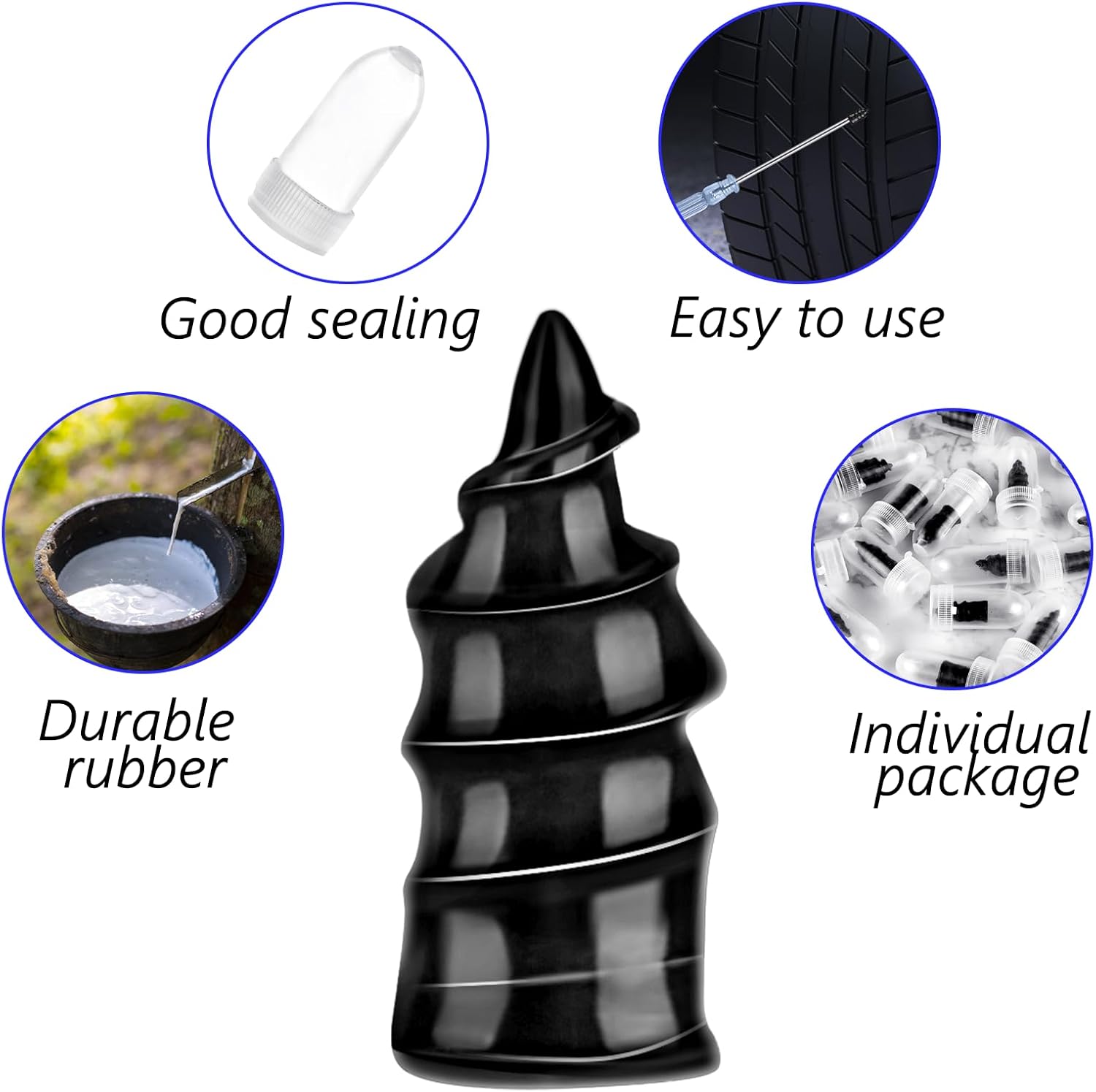 Black silicone product with features highlighted on a white background