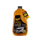 Meguiar's Gold Class car wash shampoo & conditioner bottle with a tag indicating 64 ounces on a green background