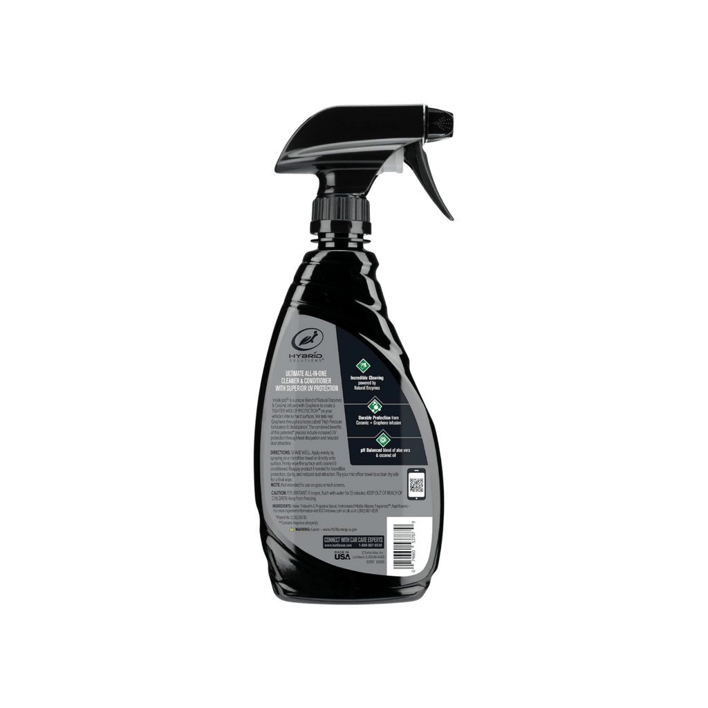 Black spray bottle with a label on a transparent background