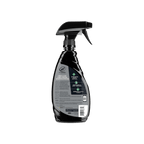 Black spray bottle with a label on a transparent background