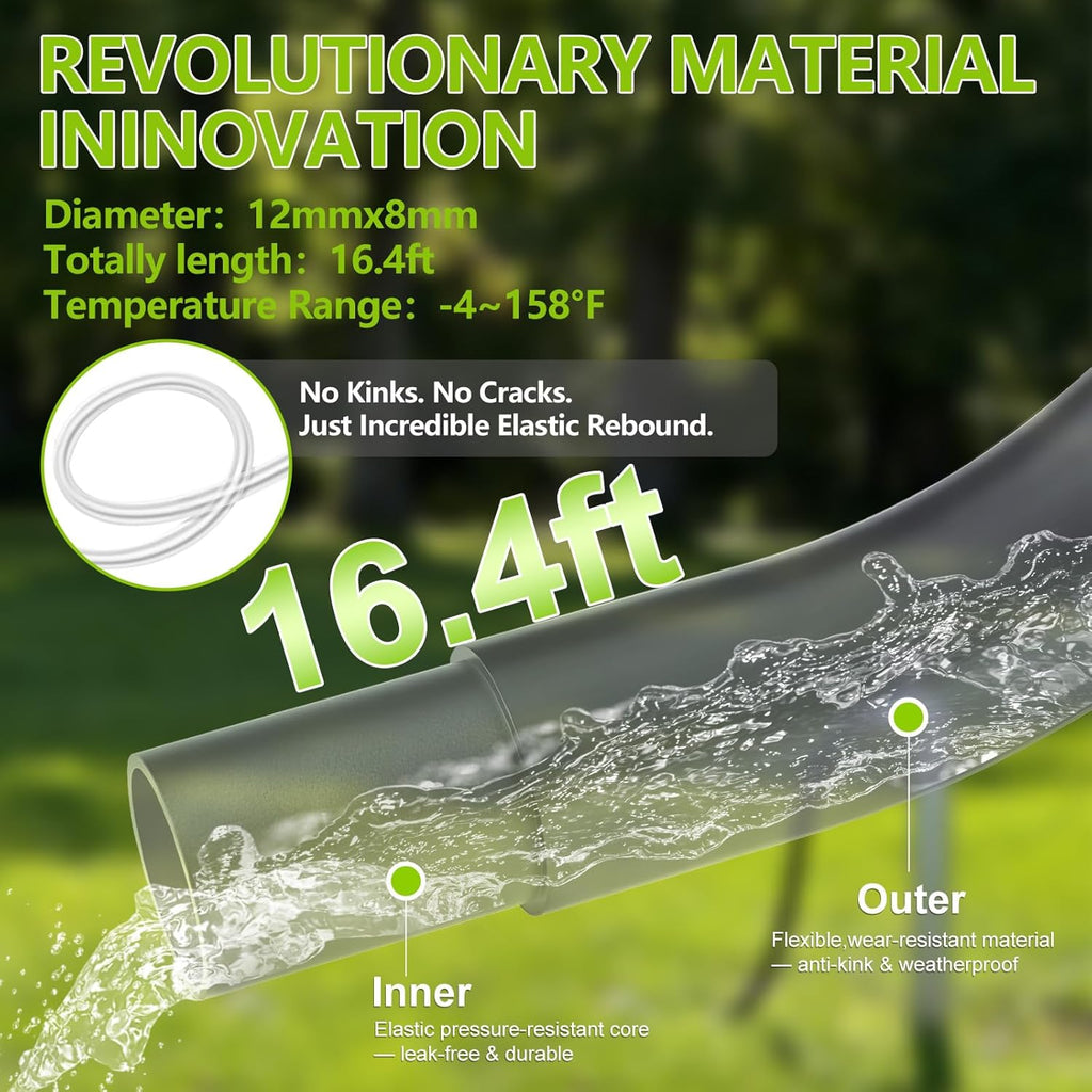 PVC pipe with text about revolutionary material innovation on a green background