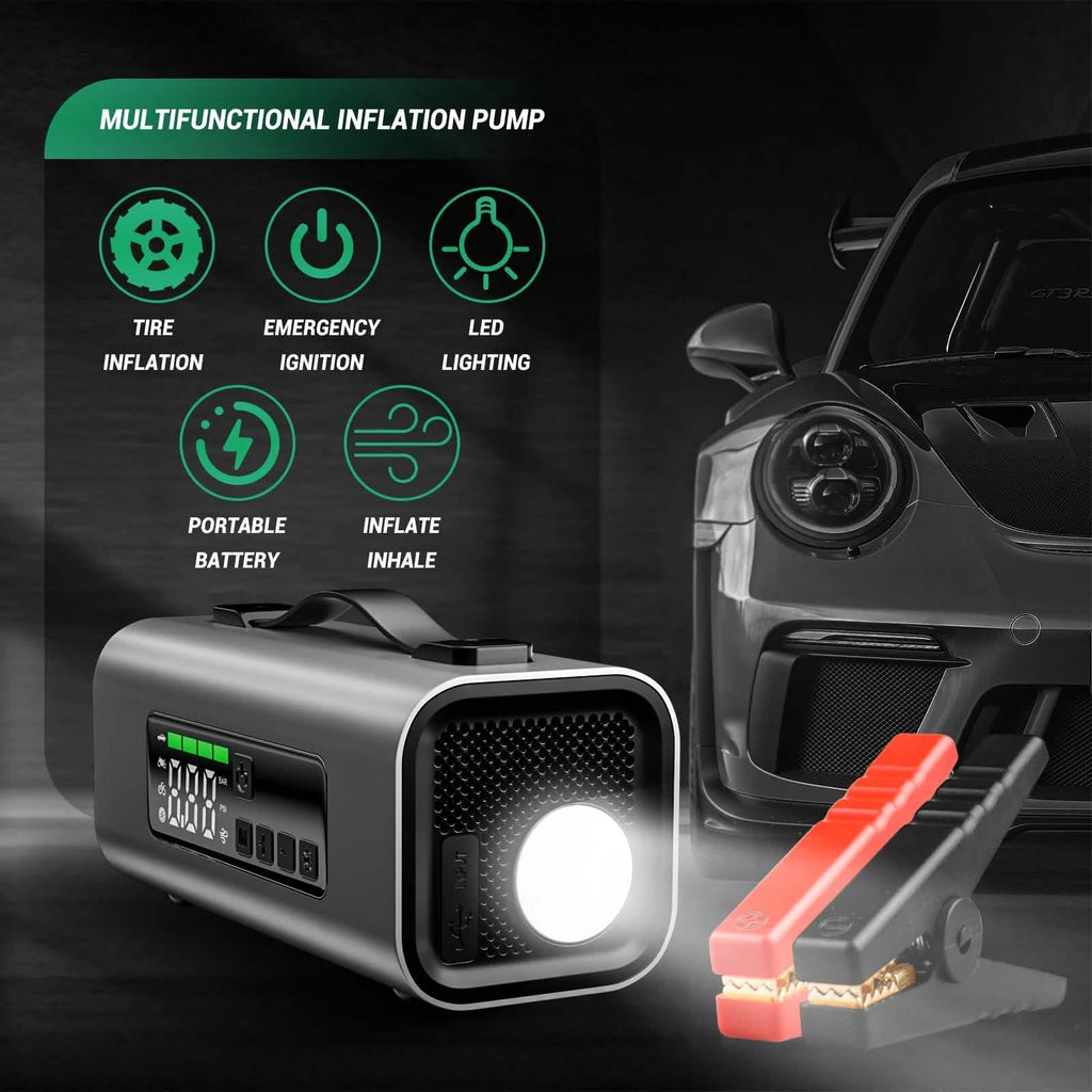 Portable Car Battery Jump Starter -  Tire Inflator