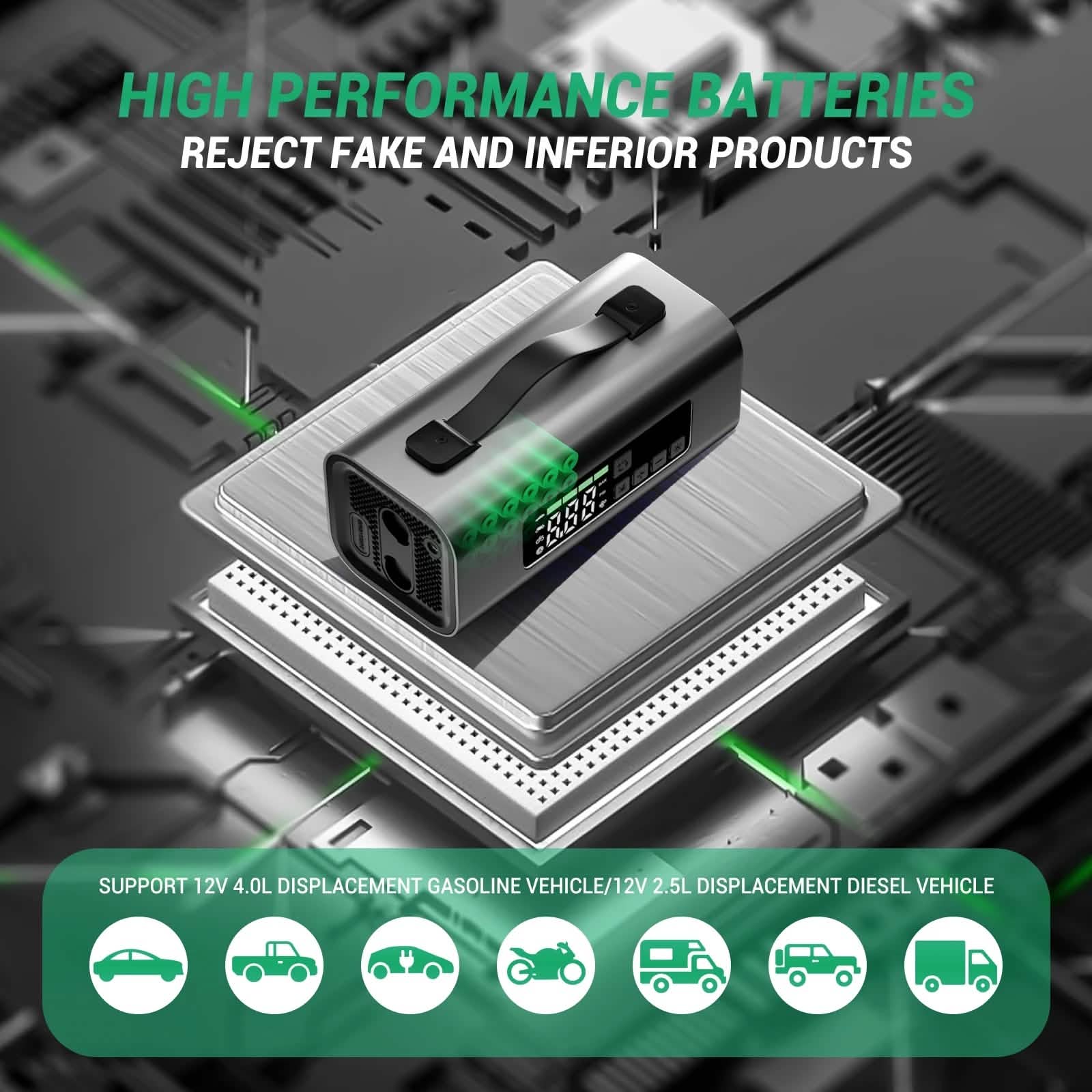 Portable Car Battery Jump Starter -  Tire Inflator