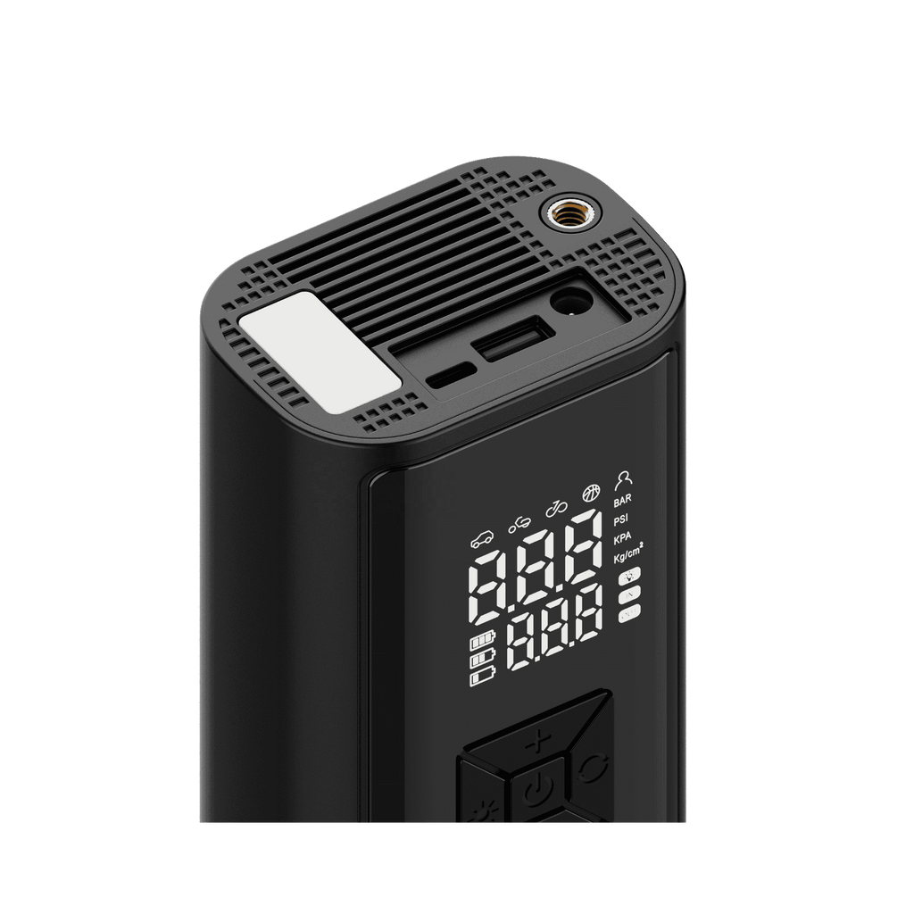 Black electronic device with digital display on a transparent background