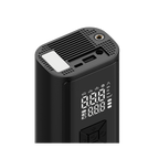 Black electronic device with digital display on a transparent background