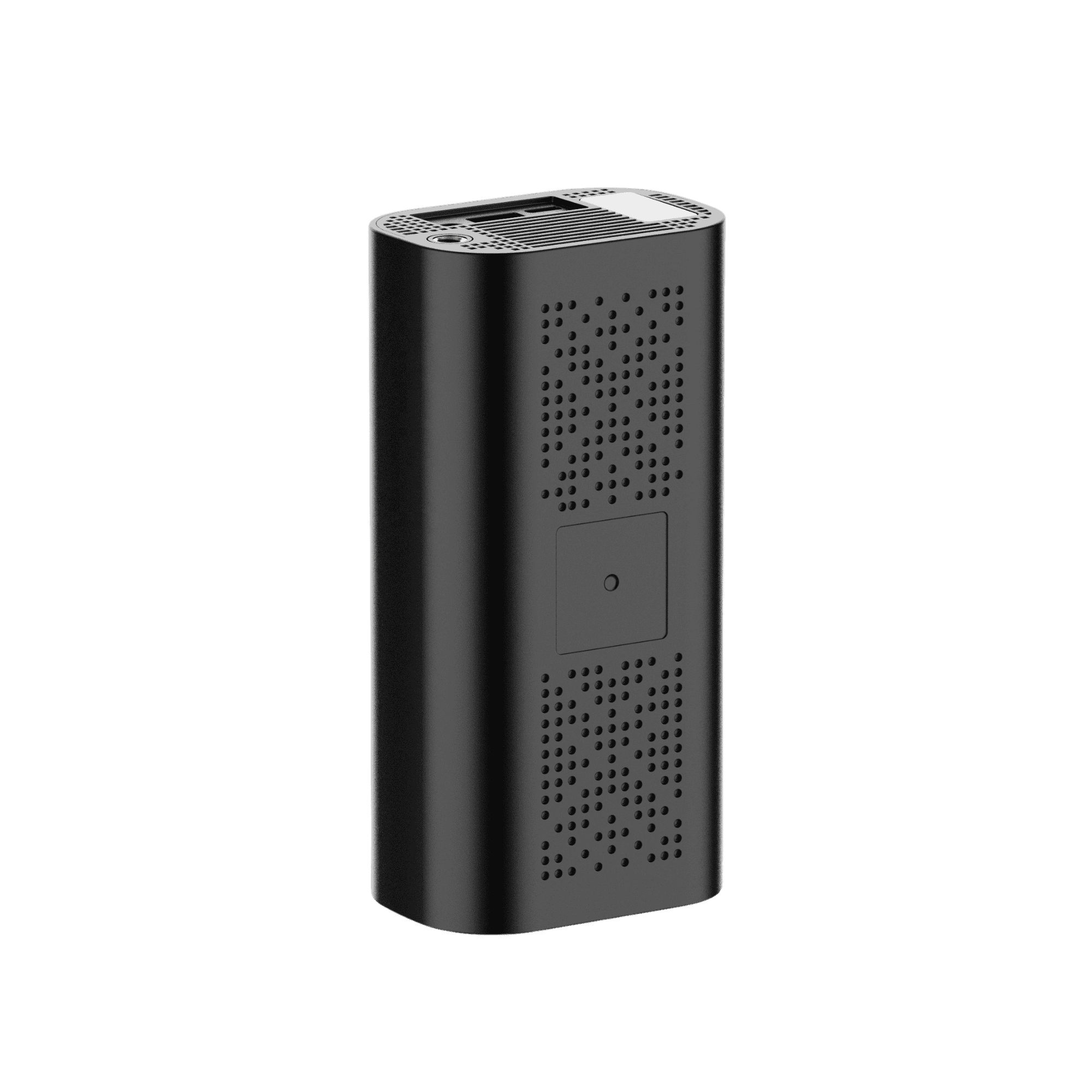 Black electronic device with a textured surface on a transparent background