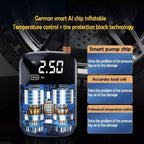 Smart tire pressure monitoring device with digital display and text highlighting features.