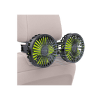Car air freshener with dual fans attached to a car's headrest on a transparent background