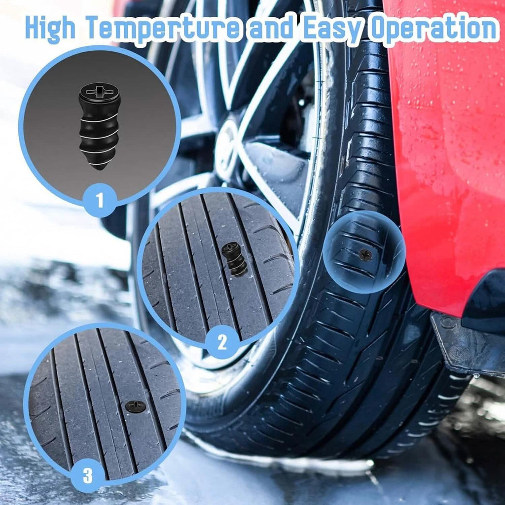 Close-up of a car tire with high-temperature and easy-operation features highlighted.