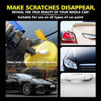 Promotional image for car scratch removal product with text and car images.